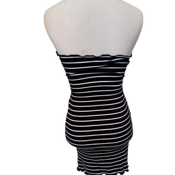 Navy and White Stripped Mini Dress - Picture 2 of 3